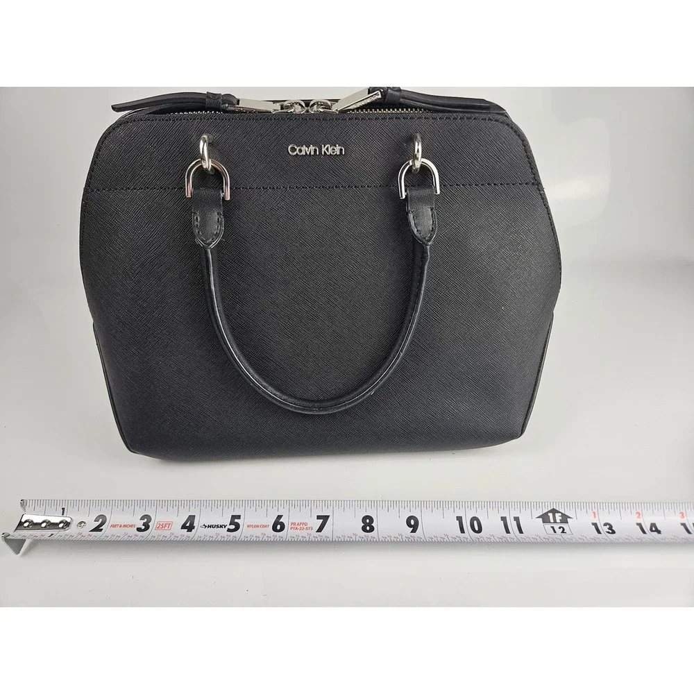 Calvin Klein Black Dome Satchel Handbag‎ Silver Hardware